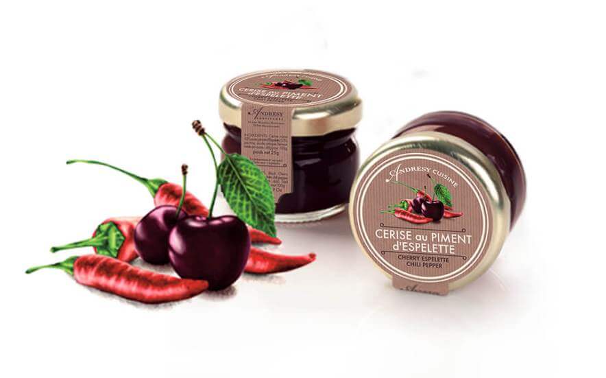 Mini cherry jam and Espelette pepper by Andrésy Confitures